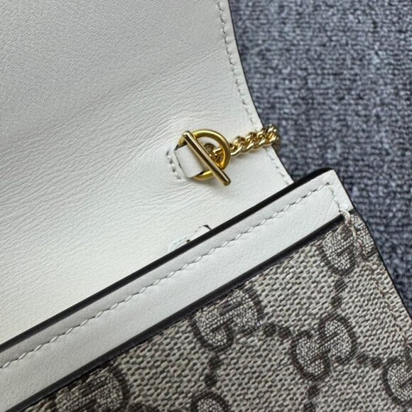 GUCCI Padlock Wallet On Chain Brown&White Canvas Tote 550-071525 - Picture 13 of 13